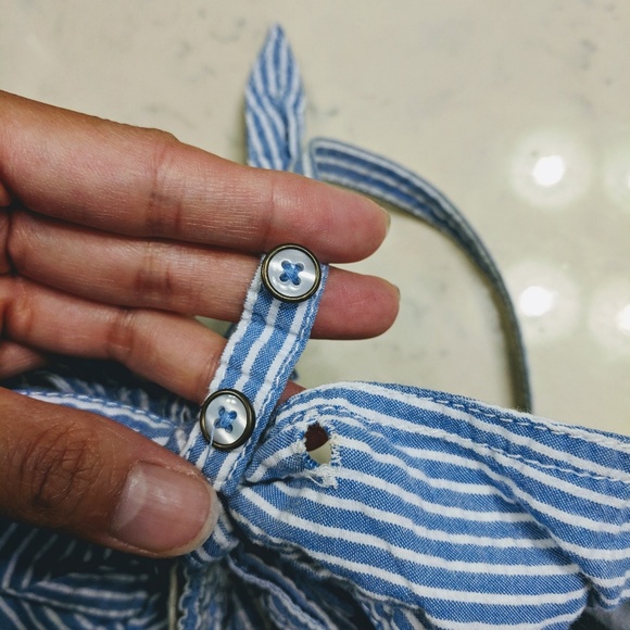 American Eagle Blue White Striped Open Back Dress - Picture 5 of 7